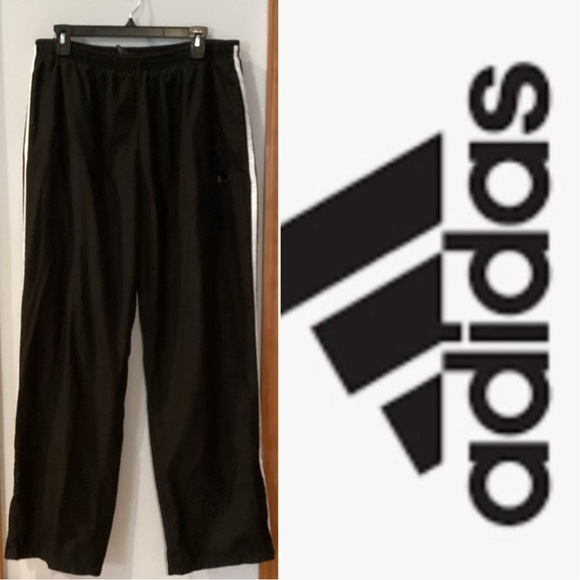 Adidas men’s XL black three stripe zip up sweatpants. - Picture 1 of 5